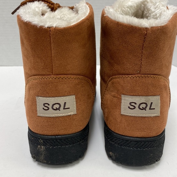 SQL Faux Fur Lined Lace Up Ankle Boots - Picture 4 of 7